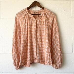 Society Amuse Long Sleeve Button Up Blouse Top Women's Small